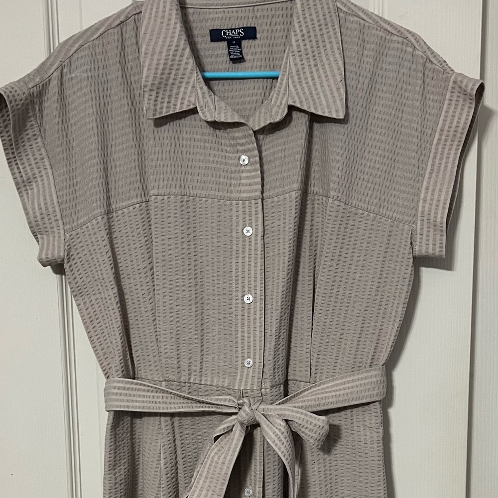 Short Sleeve Tie/Button Down Dress